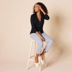 Women's Lightweight V-Neck Cardigan Sweater - Black