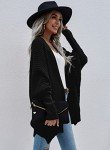 RANPHEE Women's Black Oversized Batwing Cardigan Sweater