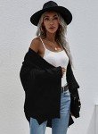 RANPHEE Women's Black Oversized Batwing Cardigan Sweater