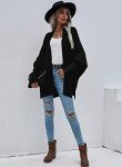 RANPHEE Women's Black Oversized Batwing Cardigan Sweater