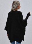 RANPHEE Women's Black Oversized Batwing Cardigan Sweater