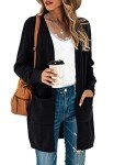Women's Black Loose Open Front Cardigan Sweater