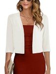 White Lightweight Cropped Cardigan Shrug for Women