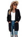 Women's Black Loose Open Front Cardigan Sweater