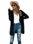 Women's Black Loose Open Front Cardigan Sweater