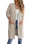 Khaki Loose Fit Women's Rib Knit Cardigan