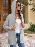 Light Grey Button-Up Hooded Cardigan for Women