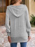Light Grey Button-Up Hooded Cardigan for Women