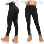 Women's High-Waisted Fleece Lined Leggings with Pockets