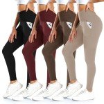 4 Pack Women's High Waisted Pocket Leggings
