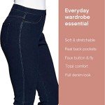 Classic Women's High-Waisted Denim Leggings with Pockets
