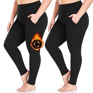Plus Size Fleece Lined Leggings with Pockets