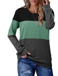 onlypuff Ladies Tops Long Sleeve T Shirts Cute Tunic Tops Casual Loose Fit Tee Shirts Black Green