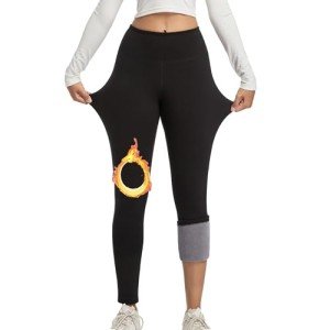 YABLOOK High Waisted Thick Winter Fleece Leggings