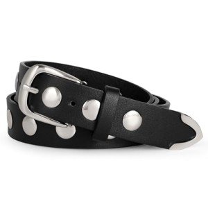 Stylish Adjustable Black Leather Belt for Women