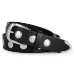 Stylish Adjustable Black Leather Belt for Women