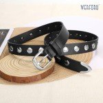 Stylish Adjustable Black Leather Belt for Women