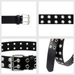 2 Pack Double Grommet PU Leather Belt Set