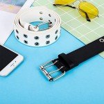 2 Pack Double Grommet PU Leather Belt Set