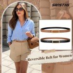Reversible Skinny Belts for Women - Gold Buckle