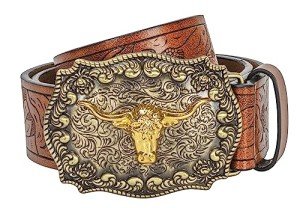 Longhorn Bull Pattern Leather Belts for Everyone