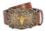 Longhorn Bull Pattern Leather Belts for Everyone