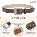 Vintage Turquoise Buckle Western Leather Belt for Women