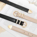 Stylish 2-Pack Women's Leather Belts with Gold Buckles