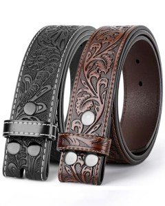 Western Leather Belts for Men and Women - 2 Pack