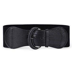 JASGOOD Women's Stretchy Wide Waist Belt - Black