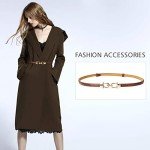 2 Pack Women's Skinny Leather Belts - Black & Brown