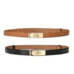 2 Pack Women's Adjustable Skinny Leather Belts