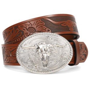 Stylish Tooled Leather Western Belt for All