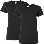 Gildan Womens Heavy Cotton Adult T-Shirt, 2-Pack T Shirt, Black, Large US