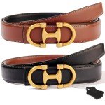 Stylish Black/Brown Reversible Leather Belt for Women