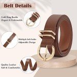 Fashionable Women's Leather Belt with Gold Buckle