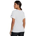 Champion Women's T-Shirt, Classic Cotton-Blend T-Shirt, Crewneck Tee, Jersey T-Shirt, Script Logo, White Script, Small