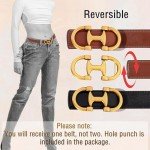 Stylish Black/Brown Reversible Leather Belt for Women