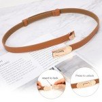 Stylish Women's Skinny Leather Belt with Gold Buckle