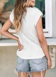 EVALESS Women's Knit Textured Tops Short Sleeve T Shirts 2024 Fashion Casual Spring Summer Crew Neck Loose Fit Plain Basic Tee Blouses White Large