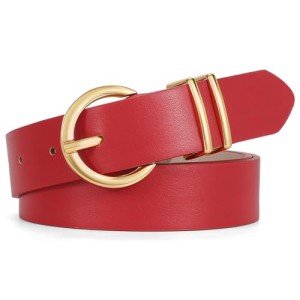 Stylish Women's Leather Belt with Gold Buckle