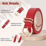 Stylish Women's Leather Belt with Gold Buckle