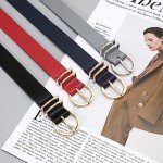 Stylish Women's Leather Belt with Gold Buckle