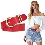 Stylish Women's Leather Belt with Gold Buckle