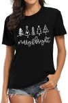 MEESHEEP Christmas T Shirt for Women Merry and Bright T Shirt Cute Xmas Tree Graphic Tees Tops T-Shirt