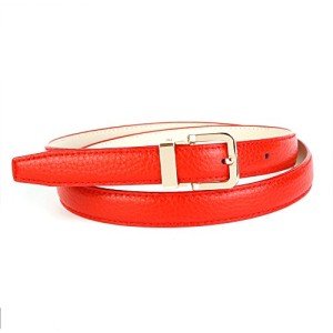 Anthoni Crown Women's Red Leather Belt, 2 cm
