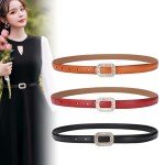 Rhinestone Leather Belt with Crystal Buckle for Women