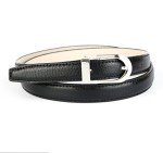 Anthoni Crown Women's Leather Belt - Black 2cm
