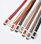 Rhinestone Leather Belt with Crystal Buckle for Women