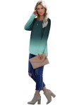 KISSMODA Sweatshirt for Women Fall Tops Lady Gradient Pullover Casual Crewneck Long Sleeve T Shirt GradualTeal XL
